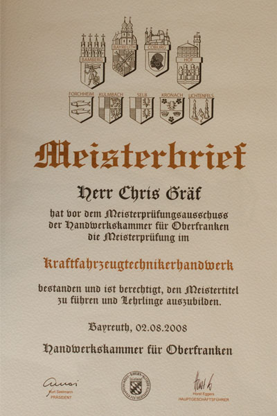 Meisterbrief Chris